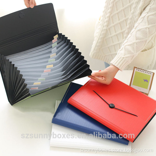 13 Pockets PP Customized printing Decorative Expanding File Folder A4 Plastic Folder